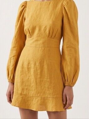 Chic Long Sleeve Mustard Dress